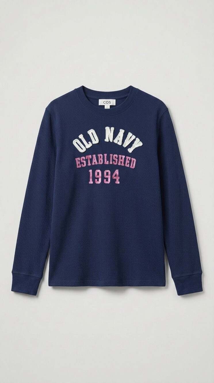 Vintage‎ Old Navy Estab 1994 Navy Blue Thermal Waffle Knit Long Sleeve Shirt